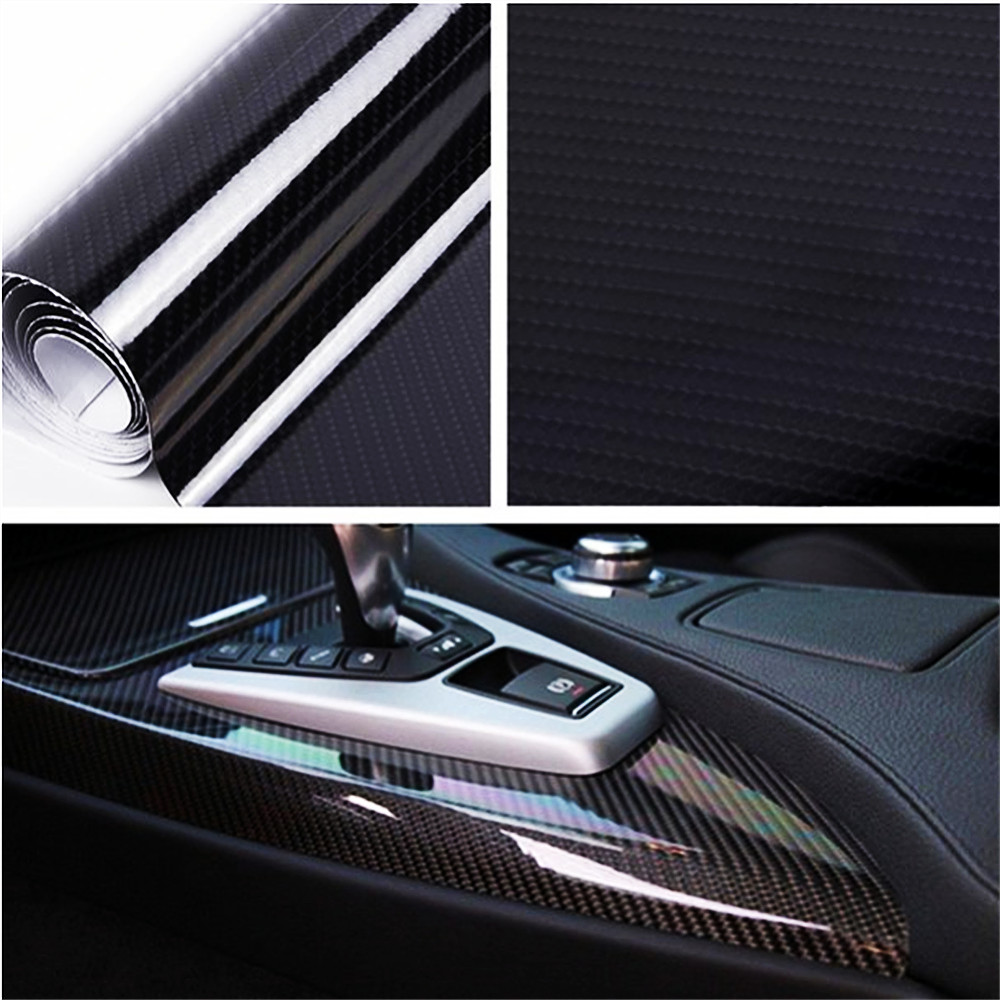 DIY Roll Black Car Accessories Carbon Vinyl Wrap fiber Stickers Decal Film Sheet