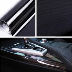 High Glossy 5D Carbon Fiber Vinyl Black Film Car Wrap DIY Decals 12″X60″