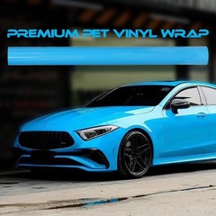 5FTx50FT PET Crystal Ice Cream Blue Vinyl Wrap Self-Adhesive Air Release