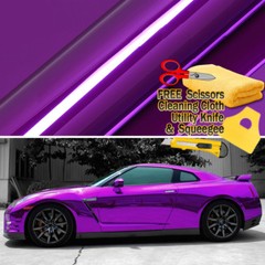 108″ x 60″ Purple Chrome Mirror Vinyl Film Wrap Sticker Stretchable 9ft x 5ft