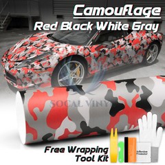 Premium Red Black White Gray Camouflage Desert Vinyl Sticker Wrap Decal Steet