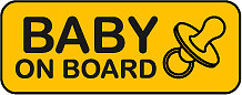Baby on Board Rectangle Binky Passy Bumper Sticker Window Decal Multiple Sizes