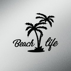 Palm Tree Beach Life Tropical Beach Decal Sticker | 5.5-Inches Wide