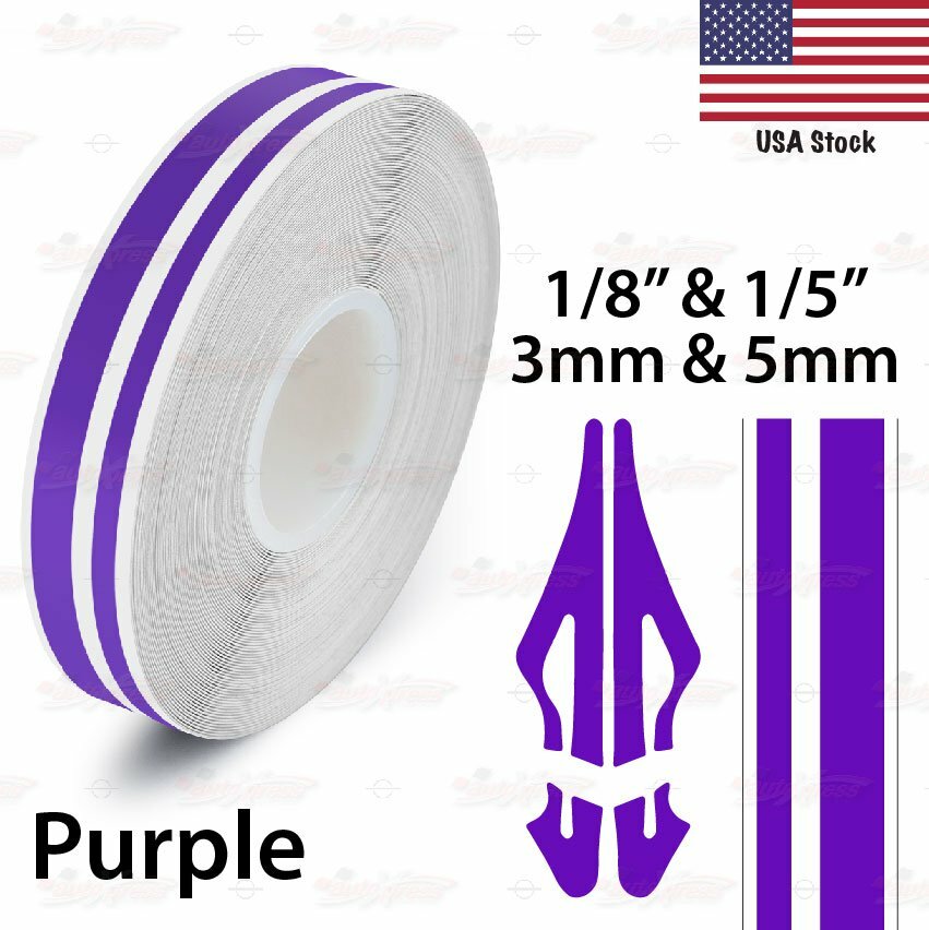 PURPLE 1/8″ 1/5″ Twin PIN STRIPE TAPE 9/16″ 15mm PinStriping Decal Vinyl Sticker