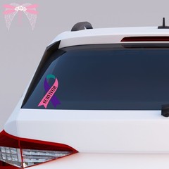 Survivor Thyroid Cancer Awareness Ribbons Pink Teal & Purple Vinyl Decal Sticker