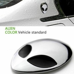 2pcs Chrome Metal 3D Alienware Head Auto Logo Sticker Badge Emblem Car Decal D