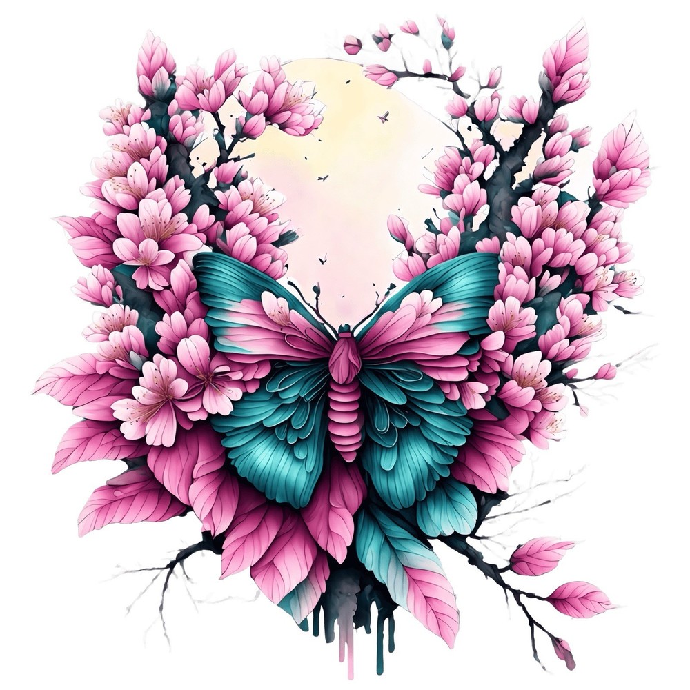 Animal Sticker (2 Inch) Vibrant Butterfly Soft Colors Wrapped In Flowers !