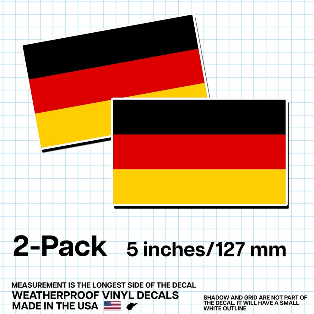 Germany Flag Sticker 5″ 2-Pack – DE Decal – German Pride Vinyl