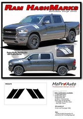 Hood Stripes HASH MARKS Bar Decals Vinyl Graphic for 2019-2024 Dodge Ram