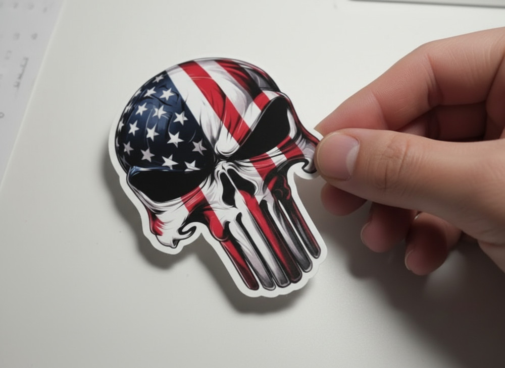 Punisher US Flag vinyl decal sticker window laptop Multi discount 6 Mil Matte