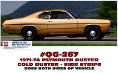 GE-QG-267 1971-74 PLYMOUTH GOLD DUSTER – SIDE STRIPE ONLY – DECAL KIT