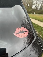 Kiss Lips Pink Car Decal Holographic Permanent Vinyl 5×3” Sparkle Color Changing