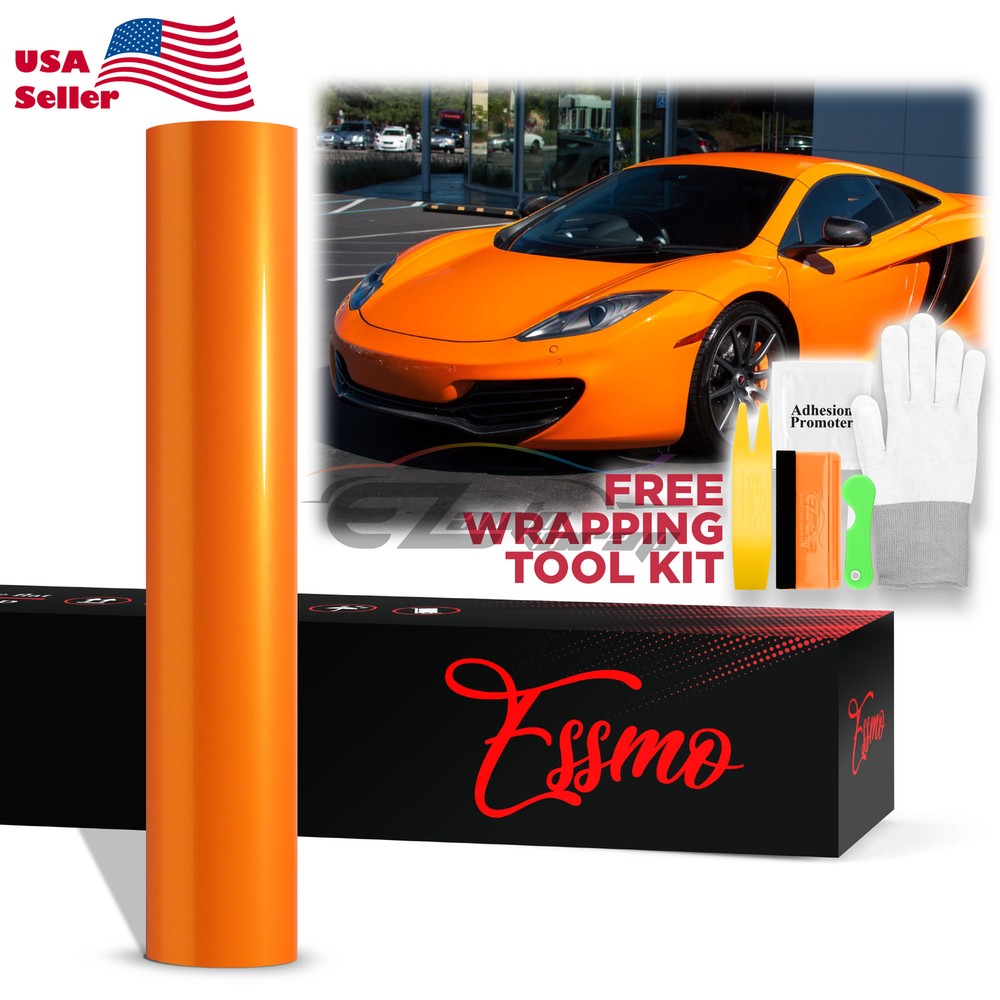 ESSMO PET Super Gloss Metallic Flame Orange Car Vehicle Vinyl Wrap Decal Paint