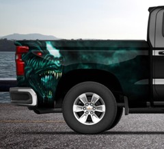 Werewolf Green Wolf Teeth Truck Wrap Vinyl Bed Side Graphic Decal Tailgate DSPS