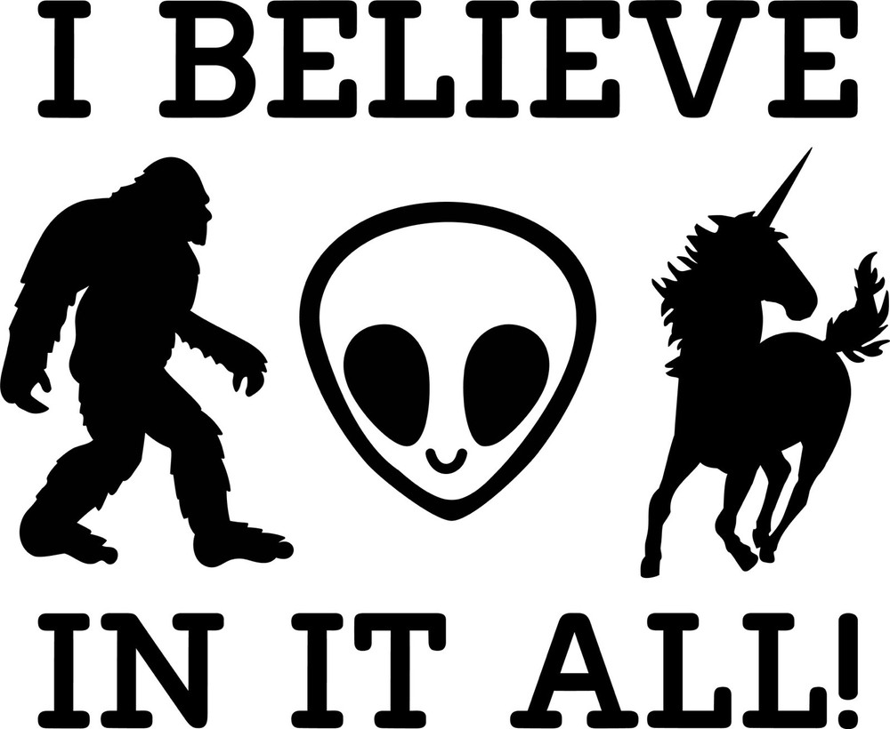 3” Alien Sticker Aliens UFO Bigfoot Unicorns Conspiracy I Believe It All Funny