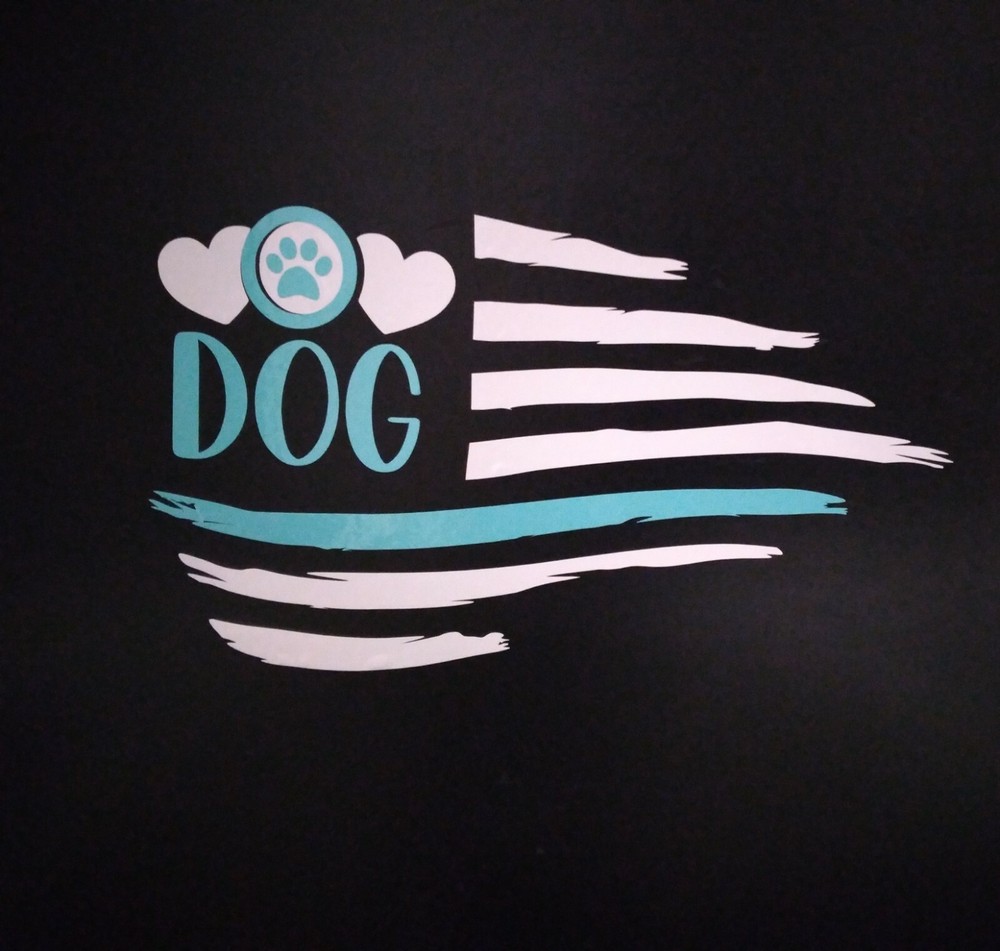 Dog flag car/window teal/white vinyl decal Sticker 3.5×6 Flag USA Seller
