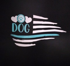 Dog flag car/window teal/white vinyl decal Sticker 3.5×6 Flag USA Seller