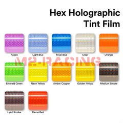 Hex Holographic Gloss Emerald Green Headlights Taillight Tint Film Fog Honeycomb