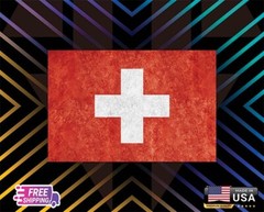 SWITZERLAND FLAG METALIC TEXTURE DECAL STICKER LAPTOP CAR LAMINATED GIFT