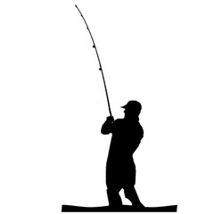 Fishing Phone Sticker (2 Inch) Silhouette Of A Fisherman Casting His Pole Relax