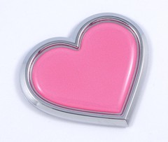 Chrome with PINK HEART Chrome Emblem Car Decal 3D Sticker Badge Bumper Love Pink