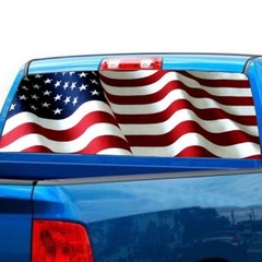 Waving American Flag Rear Window Graphic Decal Vinyl Wrap Print For Full Size