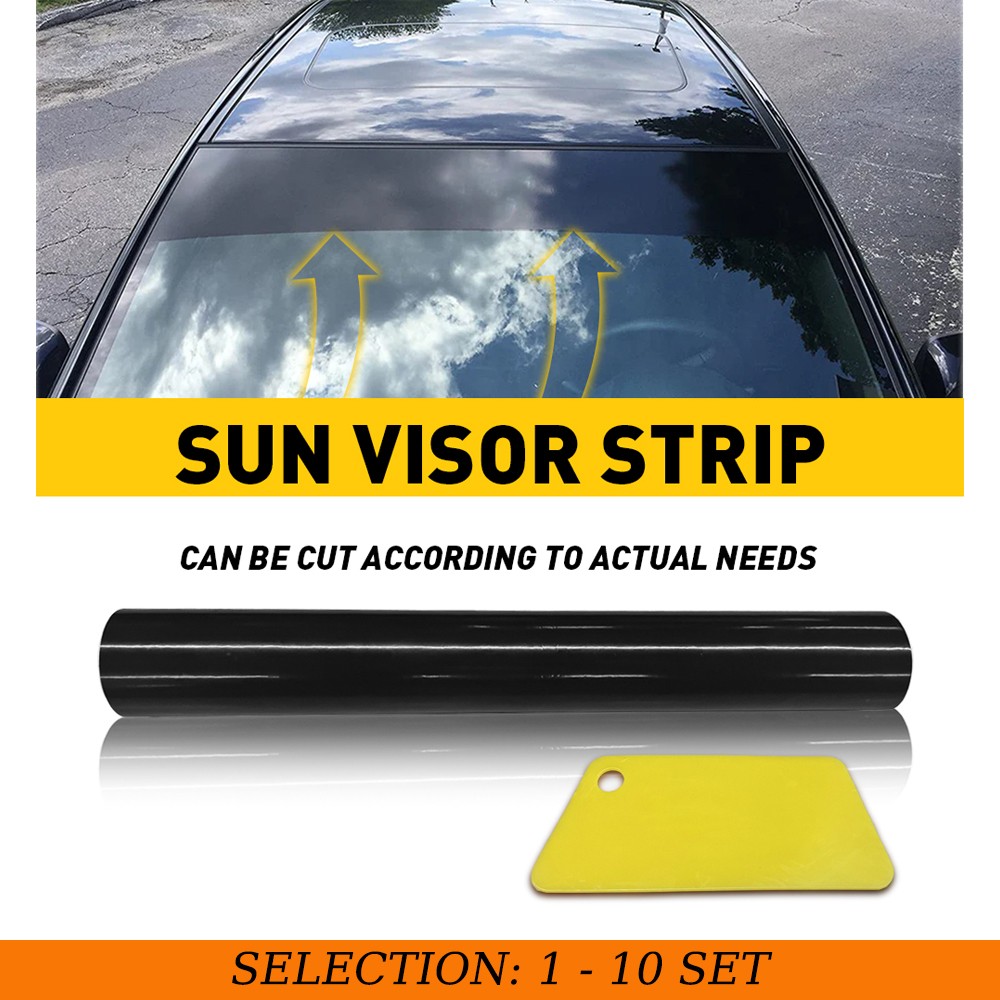 1-10 Black Sun Visor Strip 10″ x 60″ Windshield Vinyl Waterproof Decal Universal