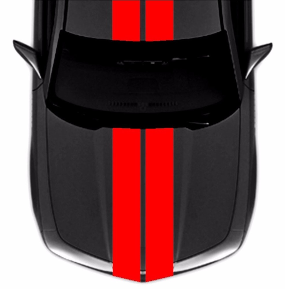 NEW 9″ Double Center RACING STRIPES Red vinyl Car truck Decal (Chevy CAMARO)