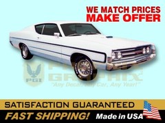 compatible with ,1969 Torino Non-Reflective C-Stripes Decals Graphics COMPLETE!