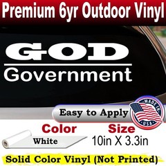 God Over Government God First Car or Truck Window Decal Sticker White 10X3.3