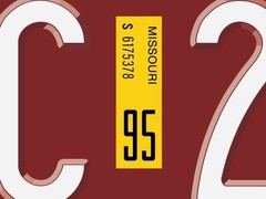 Missouri license plate registration sticker, 1989 to 1997