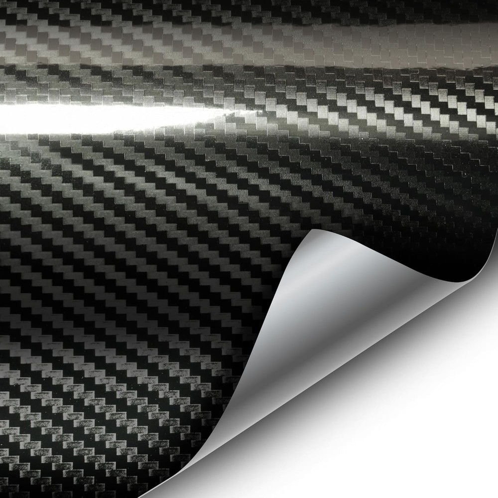 Stretchable Black Carbon Vinyl Wrap – Easy Air-Release Adhesive, 0.5ft x 5ft