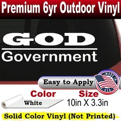 God Over Government God First Car or Truck Window Decal Sticker White 10X3.3