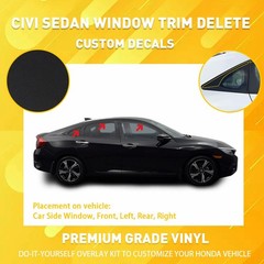 1Set Left Right Vinyl Overlay for Honda Civic 2016-2021 Window Trim Gloss Black