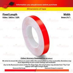 3/8″ 9mm PinStriping Stripe Styling Decal Vinyl Sticker FLUORESCENT RED-ORANGE