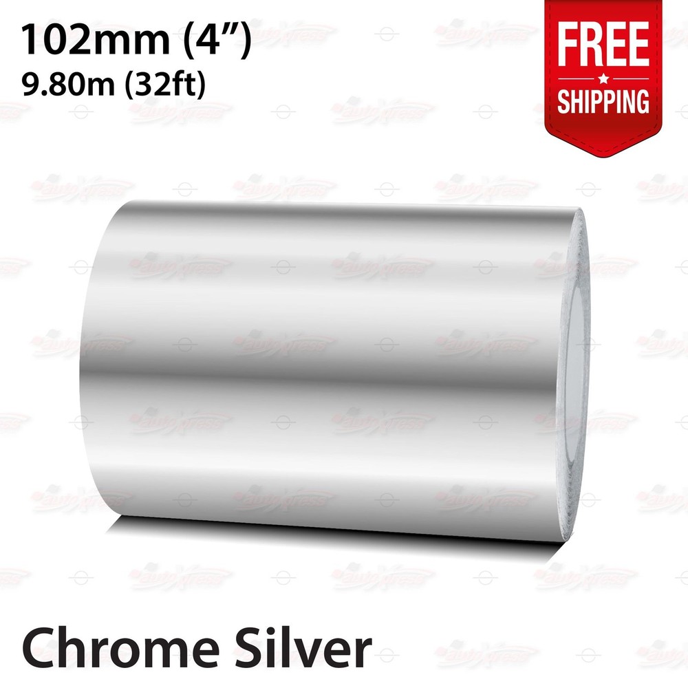 CHROME SILVER 4″ 102mm Roll PIN STRIPE Striping Line TAPE Decal Vinyl Sticker