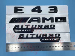 Gloss Black 3D “E43 AMG BITURBO 4 MATIC” Number Emblem Sticker for Mercedes-Benz