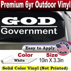 God Over Government God First Car or Truck Window Decal Sticker White 10X3.3