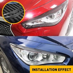 1/2set Headlight Carbon Real Fiber Eyebrows Eye Lid Trim Fit Cover Infiniti Q50