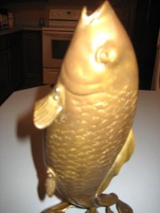 2 Pound Brass Fish Bud Vase Planter Fishing Statue Mancave Lure Bobber