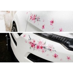 Pink Cherry-Blossom Vinyl Car Sticker Auto Flower Decal Windshield Windo Bumper