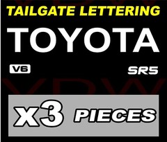 TOYOTA TRUCK TAILGATE LOGOS DECAL 89-99 SR5 V6 Tacoma pickup WHITE