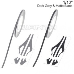 1/12″ 2mm Dark Grey & Matte Black Pinstriping Pin Stripe DIY Vinyl Decal Sticker