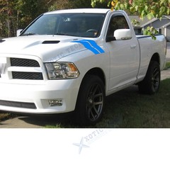 4x Sport Racing Blue Universal Car Hood Fender Stripes Hash Mark Graphics Decal