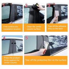 6pcs Black Car Window Pillar Stickers for Honda Civic 2022-2025, Trim Protection