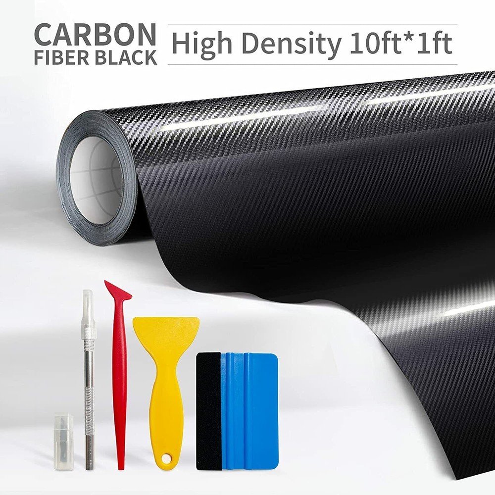 Black Car Interior Wrap Sticker 6D Carbon Fiber Vinyl Film Car Auto Decal + Tool