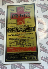 FYR-FYTER model A Label Replacement For Restoring WW2 Fire Extinguishers 1