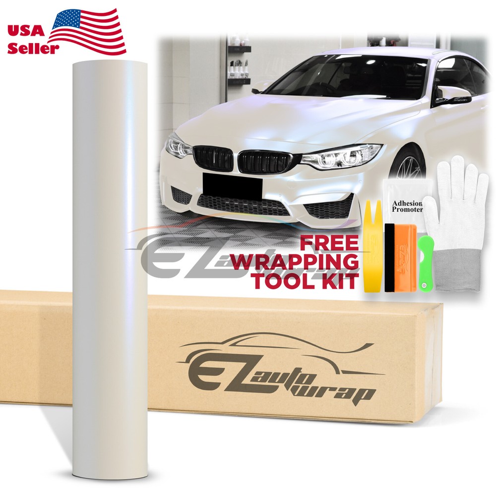 Premium Matte Pearl White To Blue Vinyl Wrap Sticker Decal Air Release Bubble