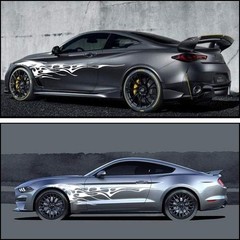2Pcs 103” Universal Flame Graphics Car Auto Body Side Sticker Racing Sports …