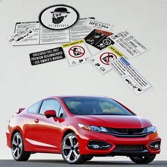 Honda Civic Si 2012 2015 Underbonnet Car Restoration Warning Labels Stickers